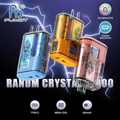 FUMOT RandM Crystal 12000 Puffs | 0%-5% strength, LED display, bulk disposable vape - Aiviouvapes