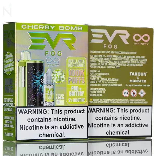 EVRFOG 100K Refillable Disposable Kit - Cherry Bomb - Vapordna - Image 3