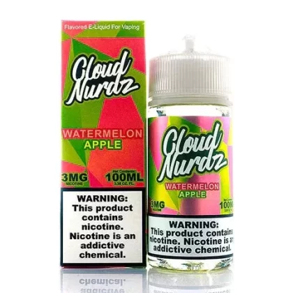 Cloud Nurdz E-Liquid No Nicotine Vape Juice 100ml (Watermelon Apple) - Vape Store