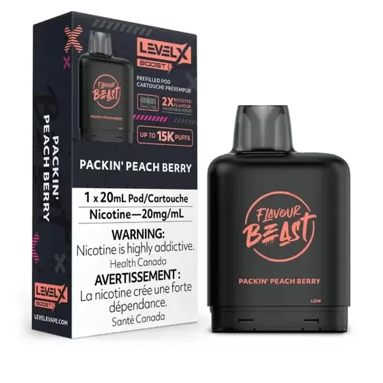 Level X Flavour Beast BOOST Pod 20mL – Packin’ Peach Berry – 25K Puffs