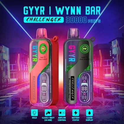 GYYR x Wynn Bar Challenger 30K Puff powered by PYNE POD Disposable Device - 30000 Puffs - Raspberry Cherry Ice (Sealed w/o box)