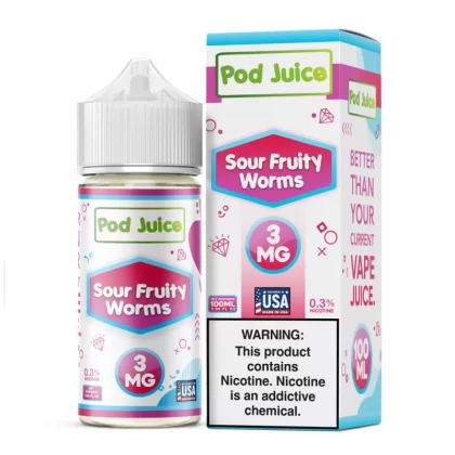 Pod Juice - Sour Fruity Worms - 100ML E-Liquid - 6MG
