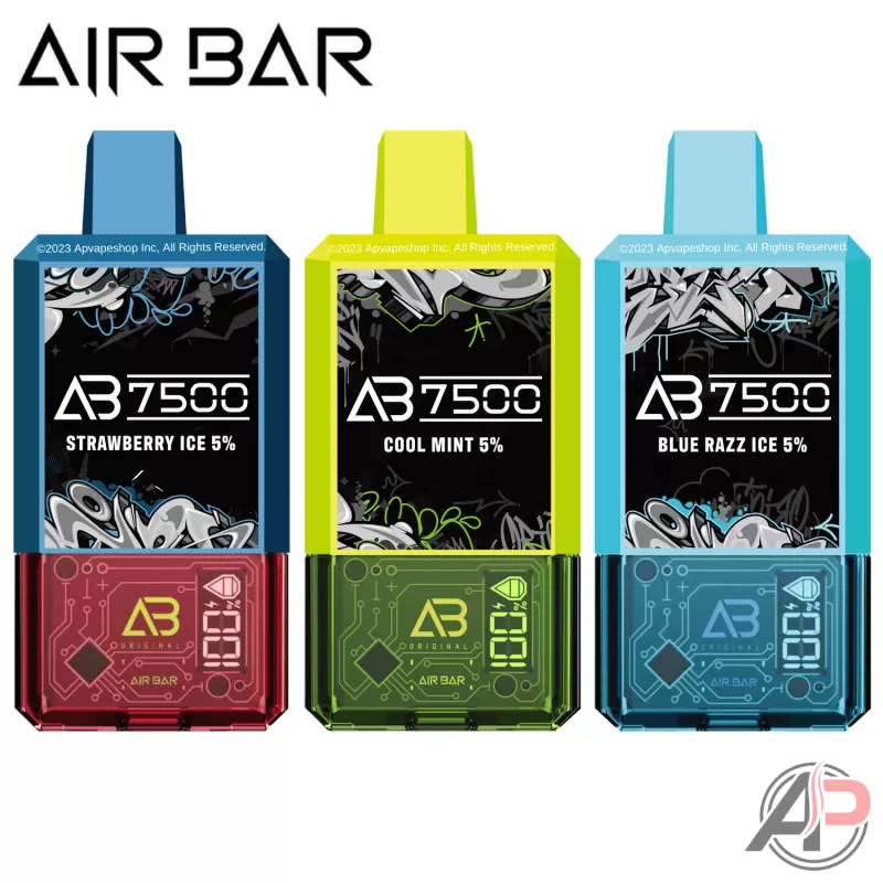 Air Bar AB7500 Puff Disposable Vape Device - Black Dragon Ice, Blue Razz Ice