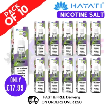 Kiwi Grape Raspberry Hayati Pro Max Nic Salt Box Of 10