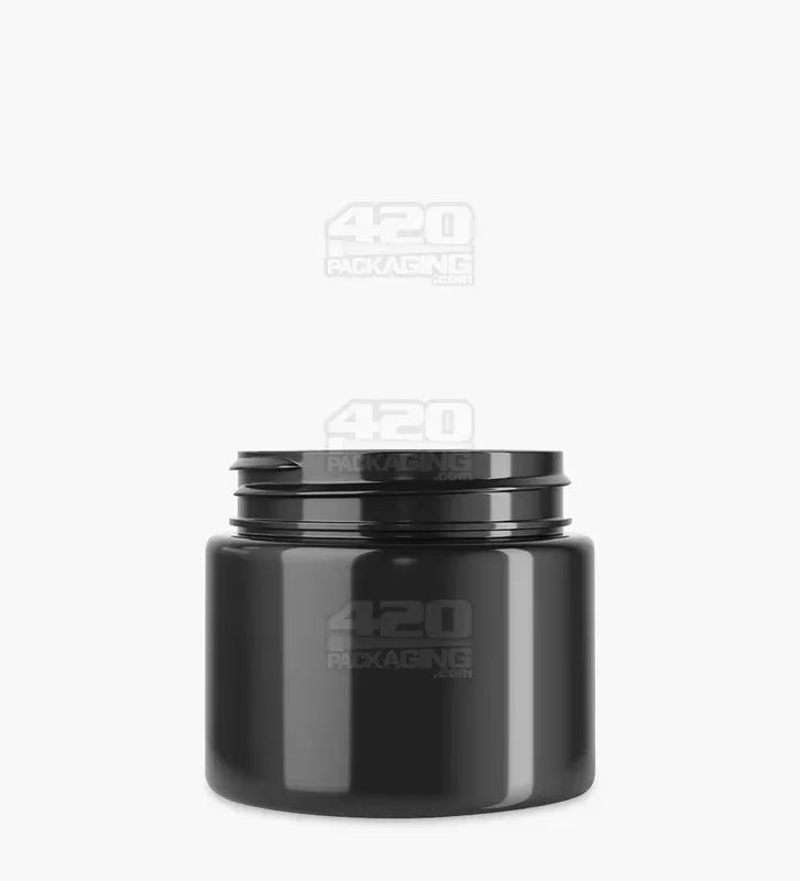 Straight Sided Black Plastic Jars | 53mm – 3oz – 100 Count