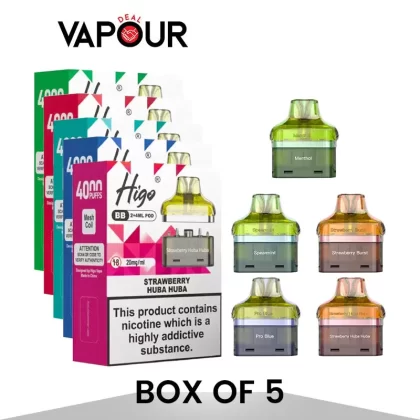 Higo BB 4000 Puffs Prefilled Pods - Box of 5 - Blueberry Sour Raspberry