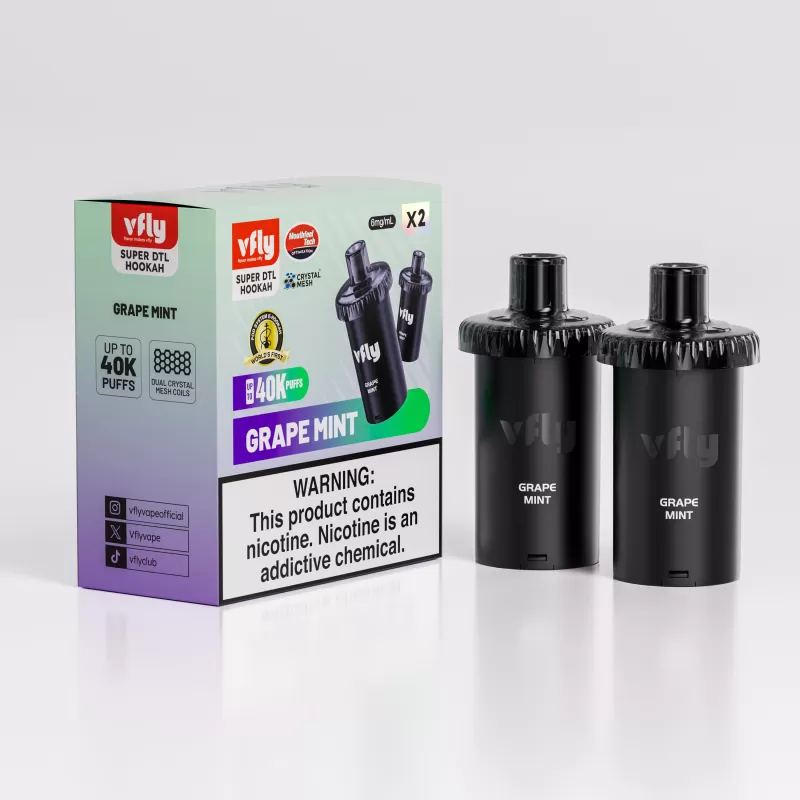 VFLY Super DTL Hookah 40K Disposable E-Hookah POD - 40000 Puffs (2 Count) - Mighty Mint - Image 2