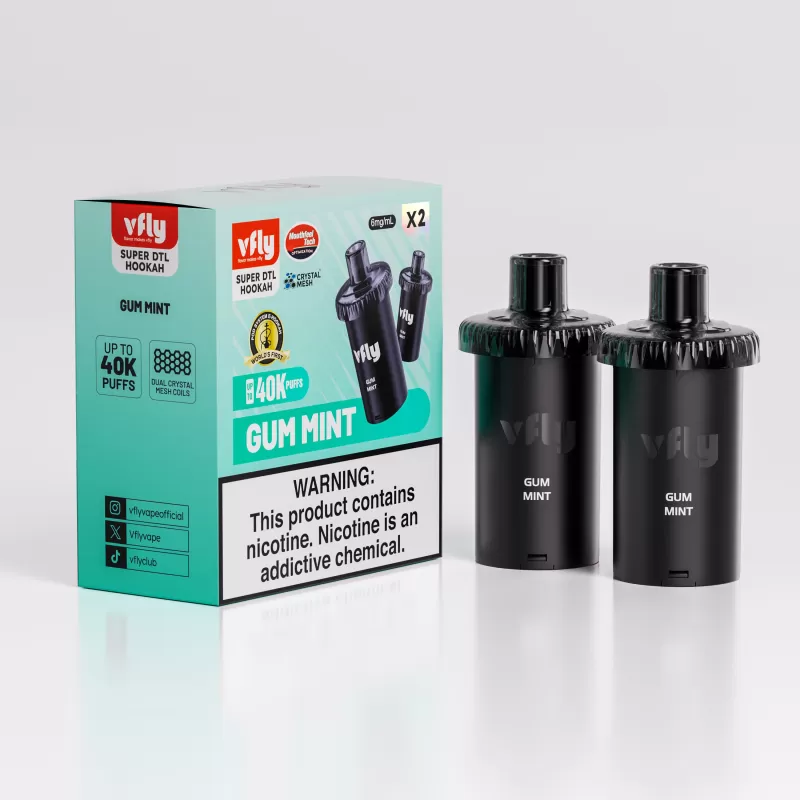 VFLY Super DTL Hookah 40K Disposable E-Hookah POD - 40000 Puffs (2 Count) - Mighty Mint - Image 3