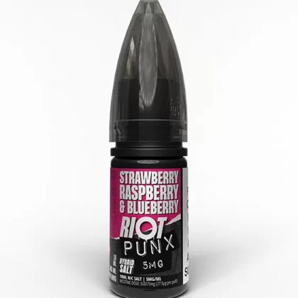 Strawberry, Raspberry & Blueberry Hybrid Salt E-Liquid - Riot Punx - 10mg - PG 50%