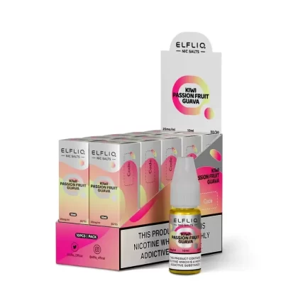 ElfLiq 10 Bottle Pack Kiwi Passionfruit Guava E Liquid - Elf Bar ElfLiq Kiwi Passionfruit Guava E Liquid 10ml (Nicotine Strength)#20mg>10mg>5mg (4EE678)