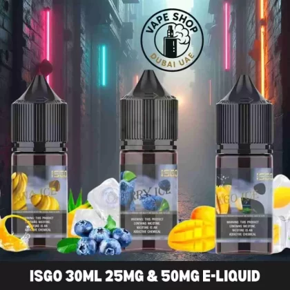 Isgo 30ml 25MG & 50MG E-liquid In Dubai - Vape Product, Vape Product; Banana Ice, Blueberry Ice