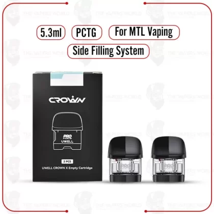 Uwell Crown X Empty Replacement Pod Cartridge – 2PK - Thevapersworld
