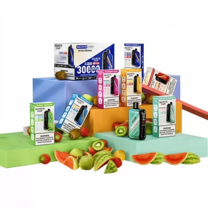 WASPE FIHP 30000 Puffs 30K Disposable Vape with Dual Mesh - Random Flavors(fast Delivery), Strawberry Mango; 2-nicotine, 5-nicotine (68D4FF)