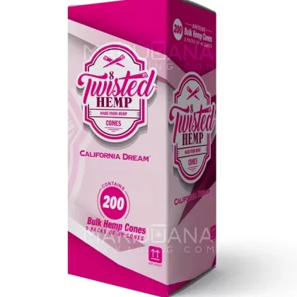 TWISTED HEMP | King Size Bulk Hemp Pre-Rolled Cones | 109mm – California Dream – 200 Count