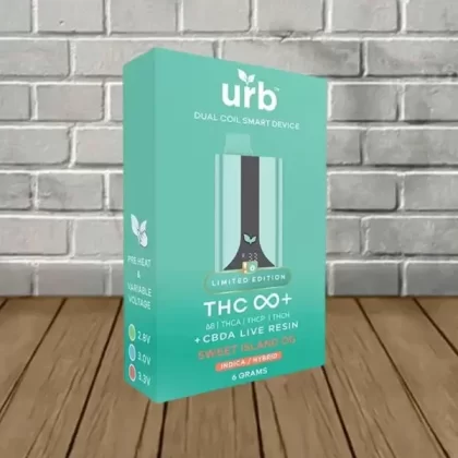 Urb THC Infinity+ Blend Disposable Vape 6ml - flavor#Cupcake Kush Indica DISPSOABLE>Goji Gelato Sativa DISPOSABLE>Lemonade Kush Sativa-Hybrid DISPOSABLE>Mango Kush Indica-Hybrid DISPOSABLE>O