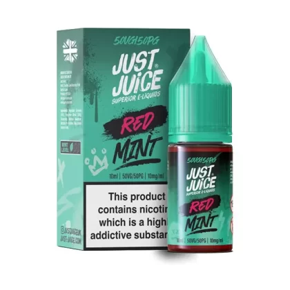 Red Mint Nic Salt E-Liquid by Just Juice - 10 mg – Medium Strength, 20 mg – High Strength