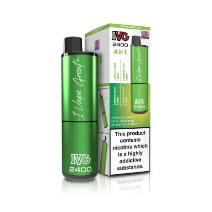 IVG 2400 Rechargeable Vape Lemon and Lime - Strength#20mg