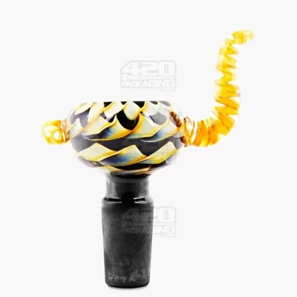 Ribbon Style Bowl w/ Spiral Horn Handle | Glass – 14mm – Assorted