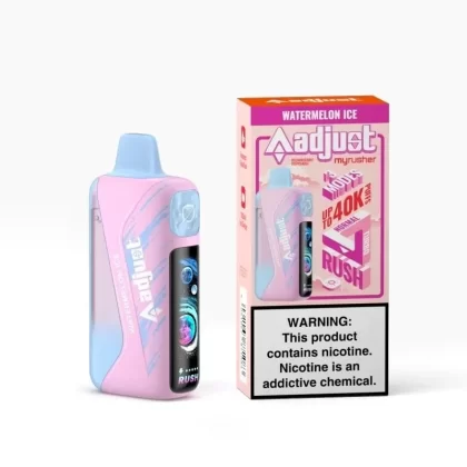 Adjust Myrusher 40K Disposable Vape 5% 20ml (40000 puffs) - Flavor#Watermelon Ice>Blue Razz Ice>Strawberry Banana>Winter Mint>Pomegranate Blast>Georgia Peach>Sour Strawberry Dragon>Pineapple