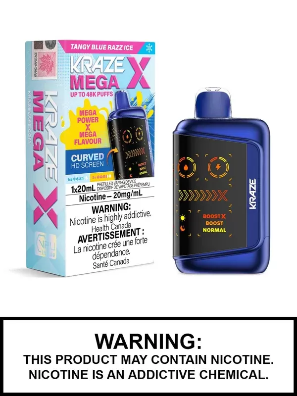 Tangy Blue Razz Ice Kraze Mega X Disposable Vape