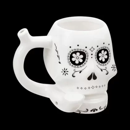 Roast & Toast “Sugar Skull” Ceramic Pipe Mug - Color#Black>White