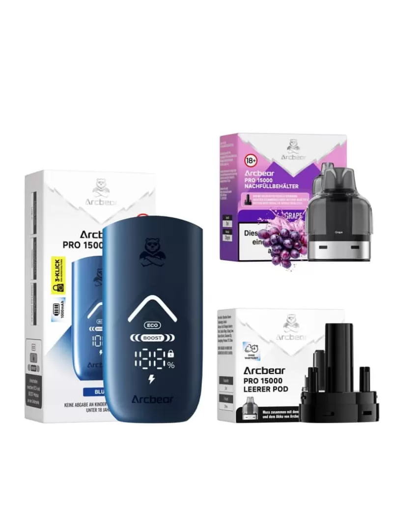 Arcbear Pro 15000 Starterkit – Grape 20mg/ml Nikotin - Traube / 20mg/ml / bis zu 15000 / USB-C / 1000 mAh / 10 ml / Dual-Mesh / ECO 12 W / BOOST 20 W - Image 2