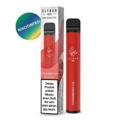 ELF BAR – Strawberry Ice (Nikotinfrei) - Ice / Elf Bar / Nikotinfrei / 550 mAh / Propylenglykol / Aromastoffe / Glycerin / ca. 600