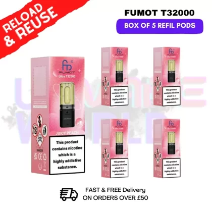 Juicy Peach Fumot T32000 REPLACEMENT PODS – BOX OF 5