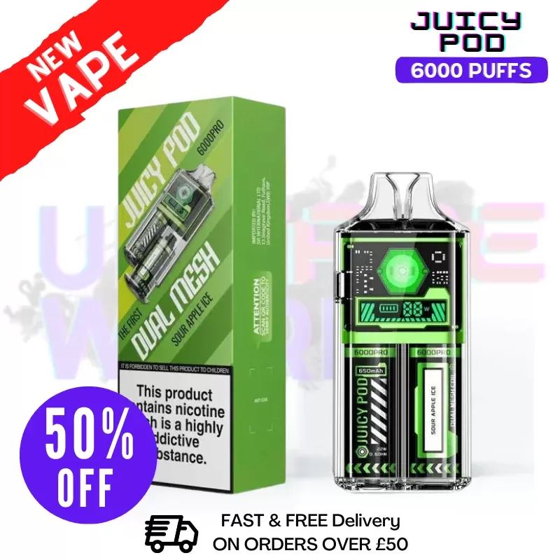 Juicy Pod 6000 Pro Sour Apple Bar – ONLY £6.99