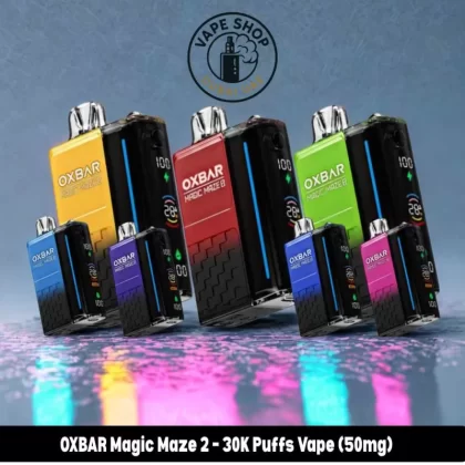 OXBAR Magic Maze 2 disposable 30000 Puffs 50mg Vape in Dubai - Vape Product, BOX OF 5 PCS; Blueberry Raspberry Lemon, Kiwi Lime (686F9B)