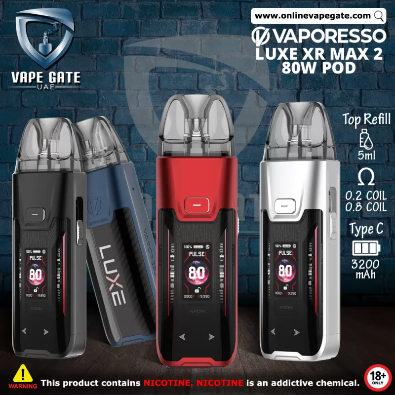 VAPORESSO LUXE XR MAX 2 80W POD SYSTEM 3200mAh - Dark Black Leather