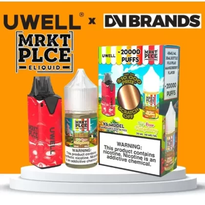 MRKT PLCE Salt x Uwell V6 – E-Liquid + Device Bundle - Feijoa Pineapple Guava 48mg, Forbidden Berry 48mg