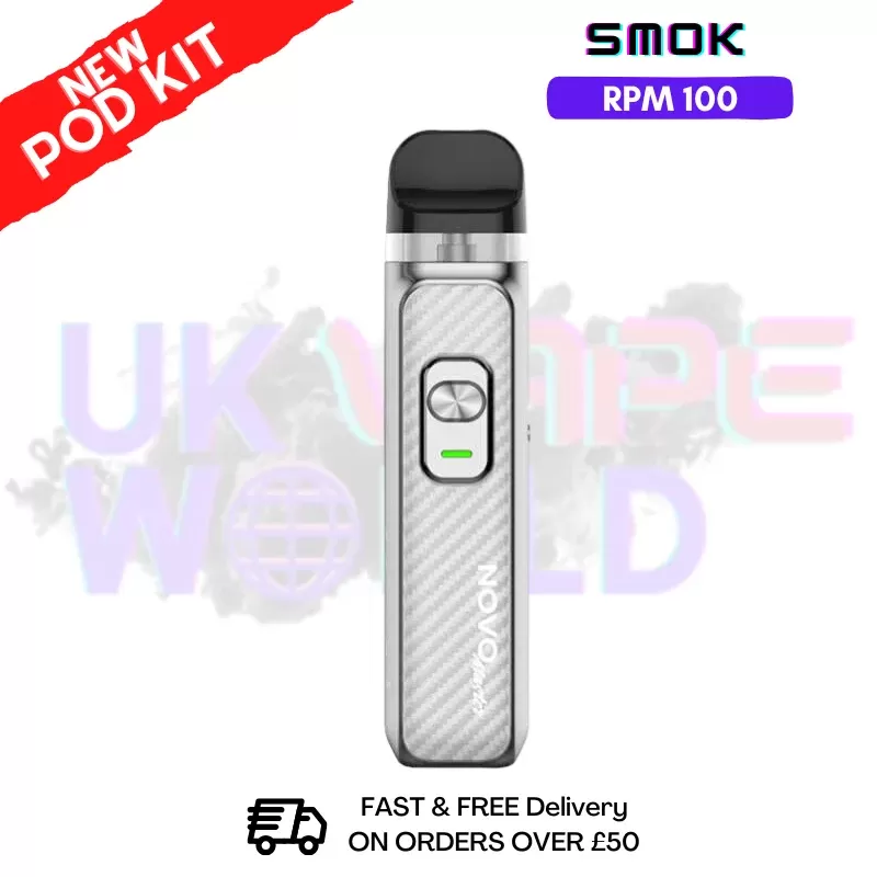Silver Carbon Fiber Smok Novo Master 30K Pod Kit + Free Nic Salt (PRICE £12.99)