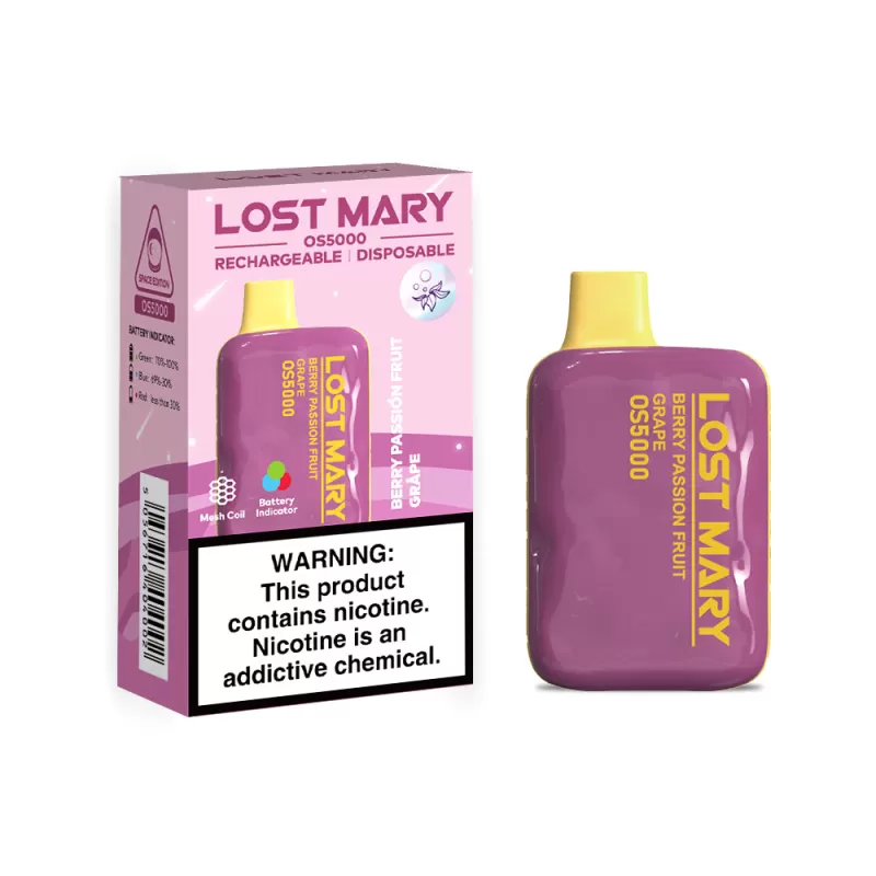 Lost Mary OS5000 Rechargeable Disposable Vape - Blue Razz Ice - Image 2
