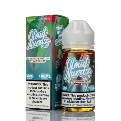 Cloud Nurdz E-Liquid - Sour Watermelon Strawberry Iced - 100ml - 3mg