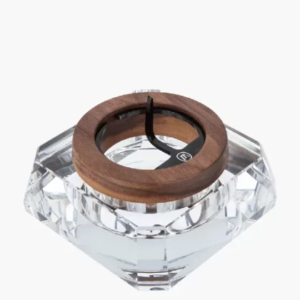 Marley Natural | Black Walnut Crystal Ashtray | 4in – Glass – Wood