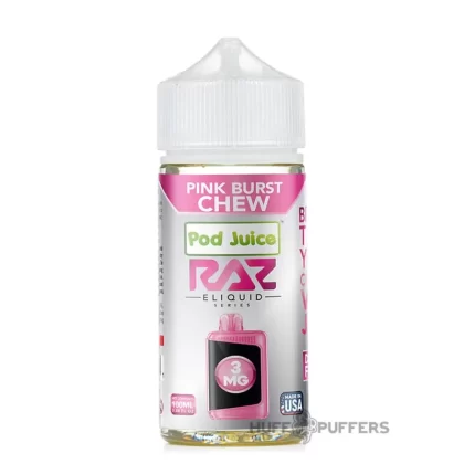 Pod Juice X Raz – Pink Burst Chew 100mL - Vape Product, Vape Product