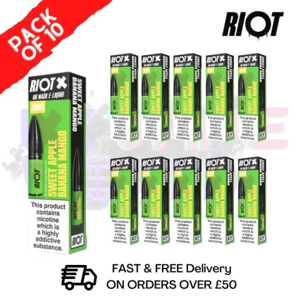 Sweet Apple Banana Mango Riot X Nic Salt Box Of 10