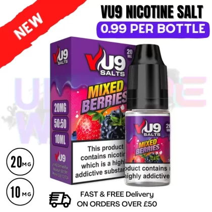 Mixed Berries Nic Salt 10ml Nicotine E Juice by VU9 – 99p Eliquid