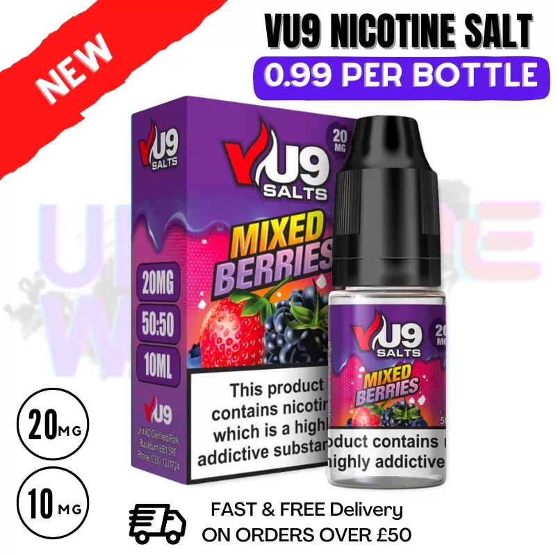Mixed Berries Nic Salt 10ml Nicotine E Juice by VU9 – 99p Eliquid