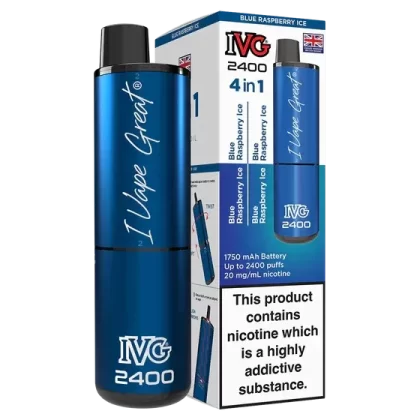 IVG 2400 Rechargeable Vape Blue Raspberry Ice - Strength#20mg (387197)