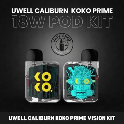 Uwell Caliburn Koko Prime Vision Kit in UAE - Dark Translucent Black & Gold, Dark Translucent Cybar Blue