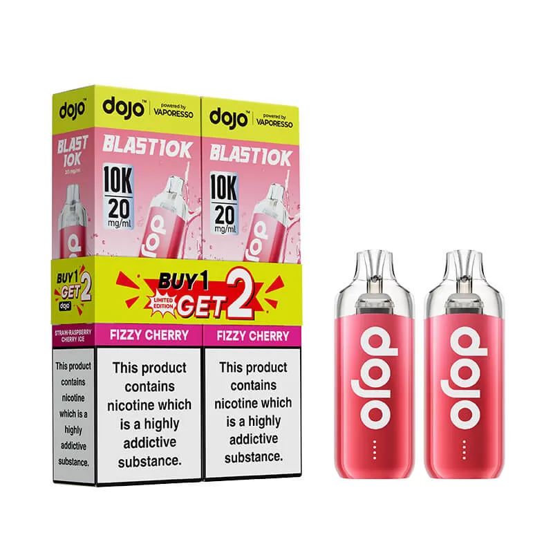 Vaporesso DOJO Blast 10K Prefilled Pod Vape Kit 2pk - Straw-Raspberry Cherry Ice - Image 3