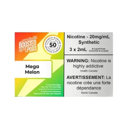 Boosted pods STLTH Compatible -Mega Melon – 50MG HIT – Synthetic Nicotine - Eliquidsupply