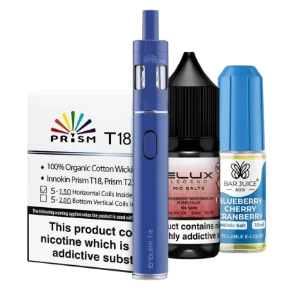 Innokin Endura T18E Vape Starter Kit Bundle - color#Black>Blue>Pink>Purple>Red>Rainbow>Silver