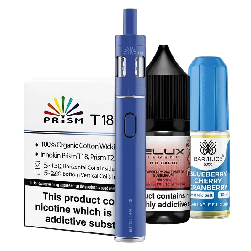 Innokin Endura T18E Vape Starter Kit Bundle - color#Black>Blue>Pink>Purple>Red>Rainbow>Silver