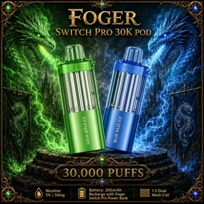 Foger Switch Pro 30K POD TEXAS COMPLIANT AVAILABLE - Juicy Peach Ice