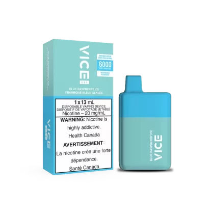 Vice Box Rechargeable Disposable Vape – 6000 Puffs – Blue Raspberry Ice – Zero Nicotine Disposable