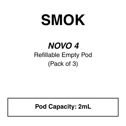 SMOK NOVO 4 Replacement Pods – 3 Pack - Transparent, Transparent Black