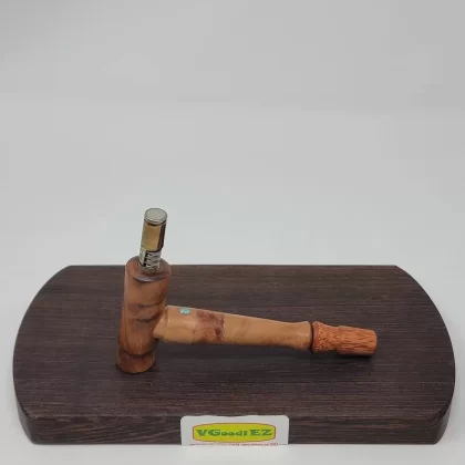 8mm OD Custom Dynavap Stem/Pipe in Apple Tree w/ Thuya Burl Inlay / Mankono Mouthpiece / Thuya Burl Pipe w/ Turquois Inlay by Aezhenn Wood